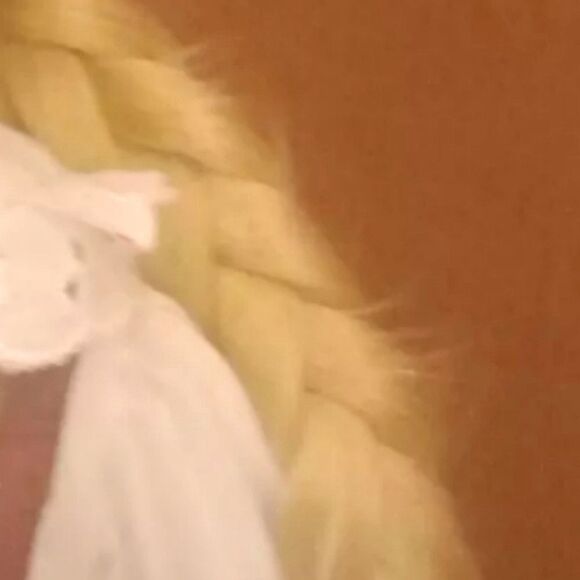 16" porcelain doll with blonde braided hair and bonnet - Picture 3 of 5